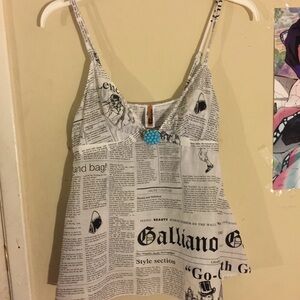 Galliano White Newsprint Women's Top